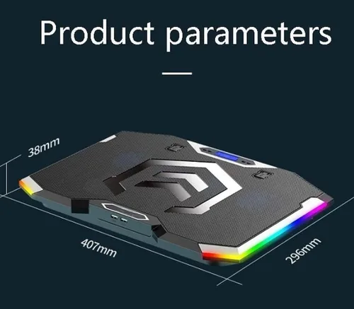 Vista 2 de TOEWOE Almohadilla de enfriamiento para laptop, luces RGB, enfriador para laptop con 6 ventiladores para portátiles de hasta 17.3 pulgadas