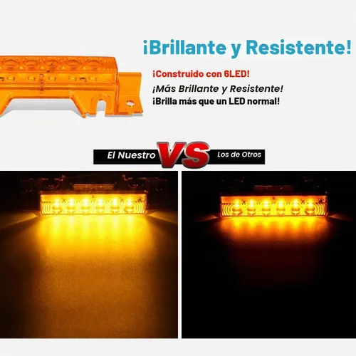 Vista 7 de Partsam 5 piezas de 6 luces LED de cabina para camión, remolque, cabina superior, lente ámbar, luz de correr, luces reflectantes, montaje compatible