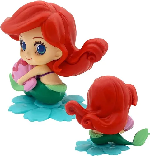 Vista 3 de Decoración de pastel de sirena con conchas marinas para decoración de pastel Ariel, figuras de sirena para temática bajo el mar, suministros