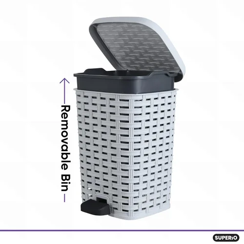 Vista 3 de Superio - Cubo de basura pequeño para exterior con tapa para excremento de perro de 3 galones/12 L, mini cubo de basura de plástico con pedal de pie