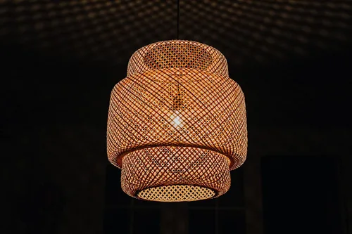 Vista 4 de Frontsea - Iluminación colgante de ratán para cocina, pantalla de bambú hecha a mano, decoración bohemia de madera, moderna lámpara de techo