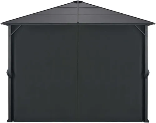 Vista 3 de vidaXL Gazebo con Cortina Aluminio 118" x 118" Negro