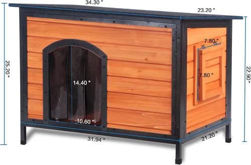 Vista 6 de FunXplore Casa para perros al aire libre, resistente a la intemperie, 34.3 pulgadas de largo, a prueba de masticación, para perros pequeños