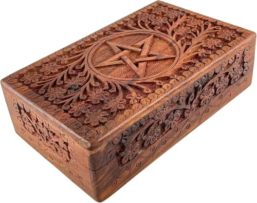 Vista 9 de Caja de madera para recuerdos de memoria, hecha a mano, mini joyero, búho Marrón