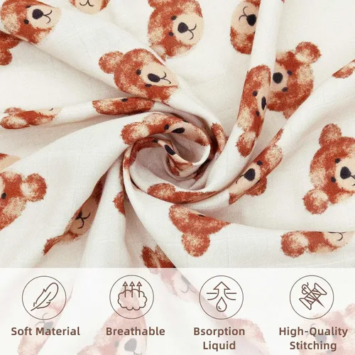 Vista 3 de LifeTree - Mantas de muselina para envolver al bebé, envoltorio de muselina para niños y niñas recién nacidos, manta de recepción, 70% viscosa