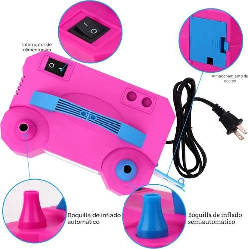 Vista 4 de rubfac Kit de arco de globos ajustable de 7.2 pies con bomba eléctrica, rosa, redondo, arco con bomba eléctrica, baby shower, boda, cumpleaños