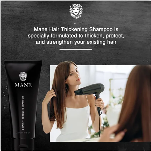 Vista 7 de Mane Champú de biotina espesante para el crecimiento del cabello, hombres y mujeres, apoya el cabello fino y adelgazante, reduce la pérdida