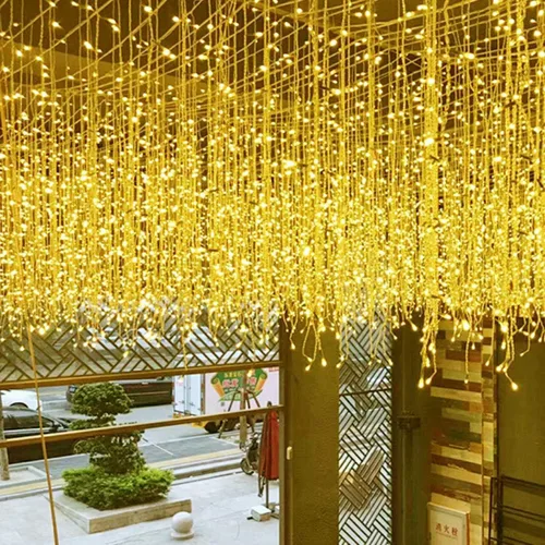 Vista 8 de Luces LED de carámbano de Navidad, 13 pies, 96 luces de hadas LED en cadena, cortina extensible, 8 modos, luces colgantes parpadeantes novedosas