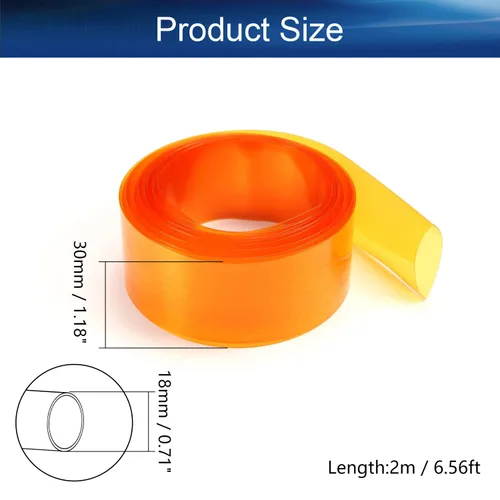 Vista 2 de Bettomshin Tubo termorretráctil de batería de ancho plano de 1.18 pulgadas, tubo de envoltura de calor de PVC, 6.56 pies de longitud, oro