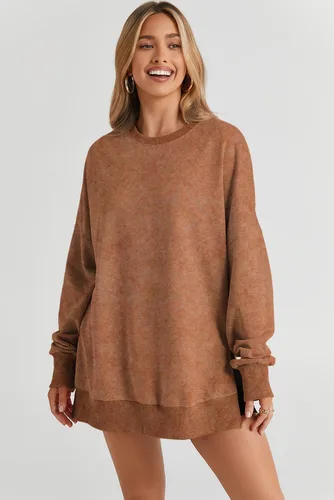Vista 53 de SHEWIN Sudadera casual de manga larga con cuello redondo para mujer, ligera, holgada