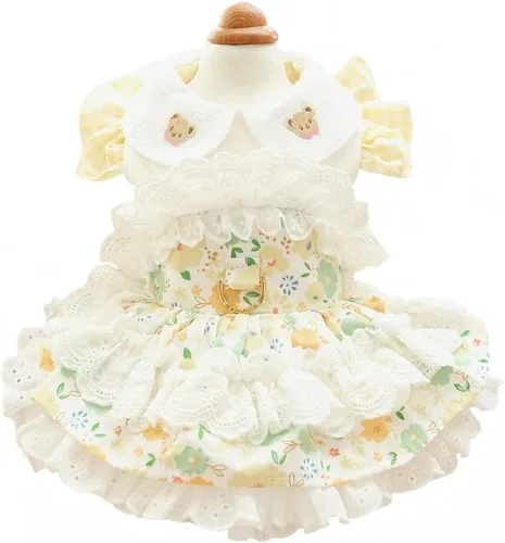 Vista 8 de Moda Vestido de Princesa de Encaje para Perro Cachorro Dulce para Perro EXTRAL Pequeño y Pequeño A-Negro XX-Pequeño