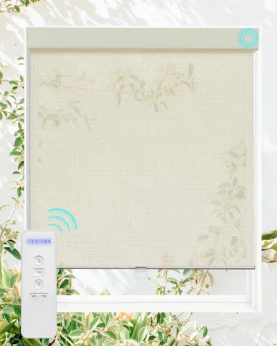 Vista 10 de Tonature Persianas enrollables de tamaño personalizado sin cordón para ventanas con filtro de luz, persianas enrollables solares transparentes Beige