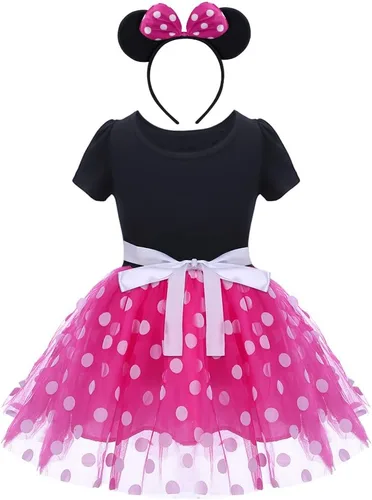 Vista 63 de IWEMEK - Maillot de ballet con diadema para niña con lunares, disfraz con diadema, leotardo