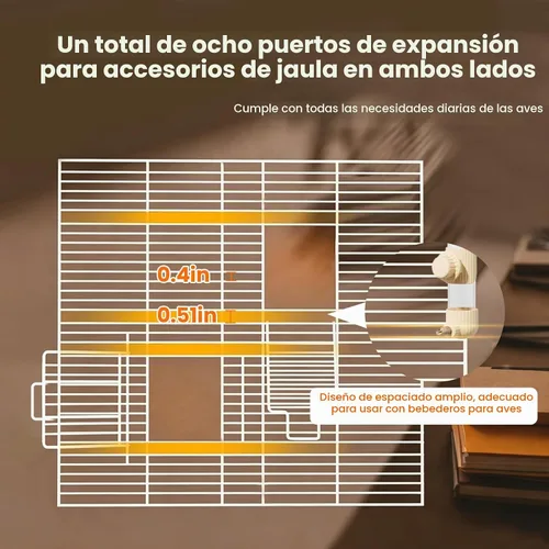 Vista 7 de Jaula grande de doble capa para pájaros de 39 pulgadas, jaula de vuelo