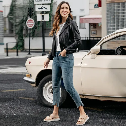 Vista 3 de JABASIC Sandalias deslizantes para mujer, cómodas y ajustables con plataforma de doble hebilla