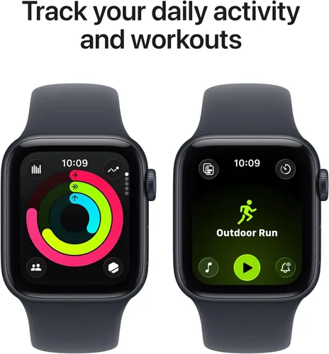Vista 5 de Apple Watch SE 3 [GPS 1.575 in] Smartwatch con caja de aluminio medianoche con correa deportiva de medianoche - S/M. Monitores de fitness y sueño
