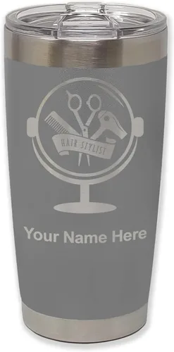 Vista 34 de LaserGram Taza de 20 onzas con aislamiento al vacío, para estilista de cabello, con grabado personalizado incluido (negro) Engraved Gift for Hair