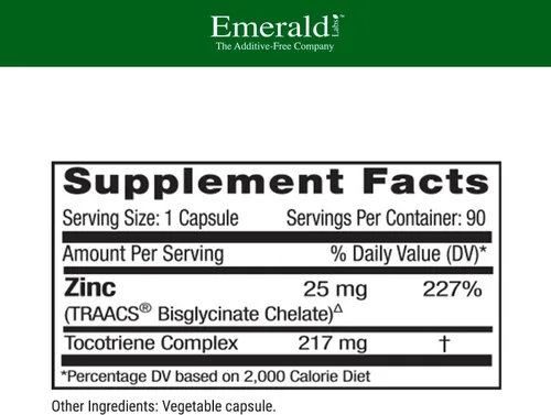 Vista 2 de Emerald Labs Zinc 25mg - Apoyo inmunológico, salud digestiva, apoyo oxidativo para el estrés - Fabricado con bisglicinato de zinc - Vegano y sin