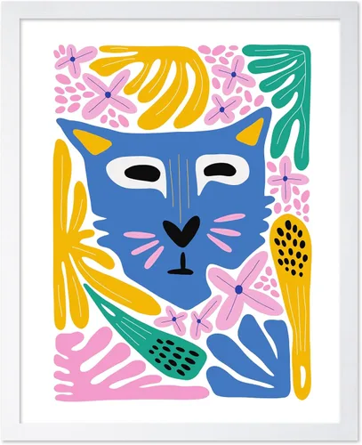 Vista 26 de Poster Master Póster de gato – Estampado floral retro – Arte de flores – Arte colorido de gato – Arte bohemio chic – Arte abstracto genial – Arte