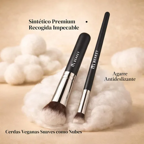Vista 6 de BEAKEY - Juego de brochas de maquillaje, 13 piezas con estuche, 10 pinceles y 2 esponjas Soft synthetic bristles,foundation brush for liquid