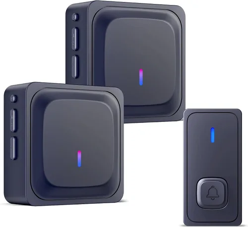 Vista 14 de BN-LINK Timbre inalámbrico, timbre de puerta impermeable, fácil instalación, rango de 1000 pies, volumen ajustable y 58 campanillas, flash LED, Negro