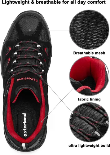 Vista 3 de Osterland Zapatos de senderismo para hombre, zapatos de senderismo para exteriores, zapatos de senderismo ligeros, impermeables, zapatos