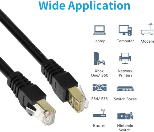 Vista 4 de Cable Ethernet Cat7 de 3 pies, Cat7 3 pies, 15 pies, 25 pies, 50 pies, 100 pies, 125 pies, 150 pies, 175 pies, 200 pies, 225 pies, 300 pies, 330