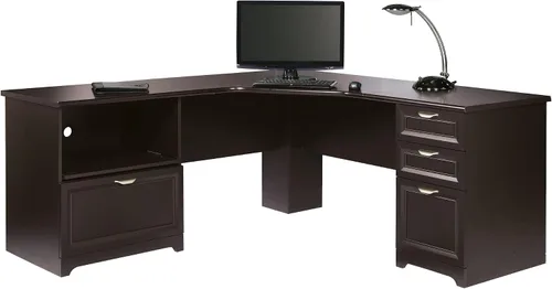 Vista 2 de Realspace® Magellan Performance - Escritorio esquinero en forma de L de 71 pulgadas de ancho, color espresso
