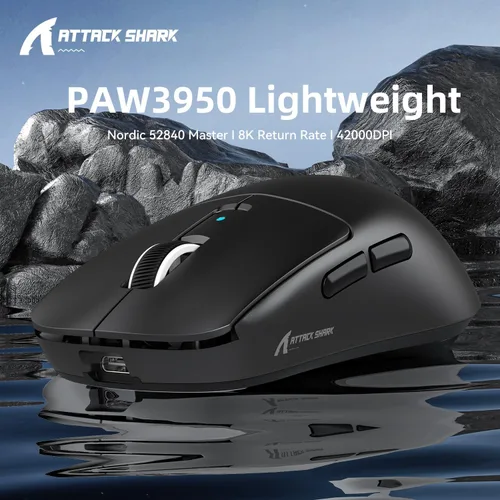 Vista 2 de ATTACK SHARK R6 - Ratón inalámbrico para juegos, 38G ultra ligero modo de viaje 2.4G/USB-C/Bluetooth para juegos con sensor PAW3950MAX, 42000 DPI