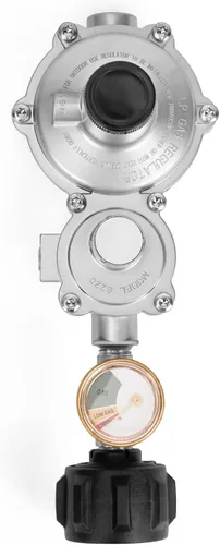 Vista 4 de only fire Regulador horizontal de propano de dos etapas con conexión QCC1 y medidor de tanque, accesorio NPT hembra de 3/8 pulgadas, funciona