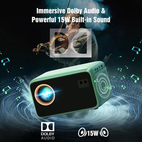 Vista 5 de Proyector TMY 4K con WiFi Bluetooth, Compatible con Netflix/Prime Video/YouTube, Proyector de Cine en Casa Portátil al Aire Libre, Proyector Mini