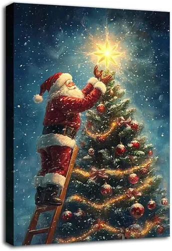 Vista 13 de NTEUMM Póster de lienzo con diseño de reno y abrazo de Papá Noel, arte de pared de Papá Noel, fotos de Navidad, regalo de Navidad, decoración