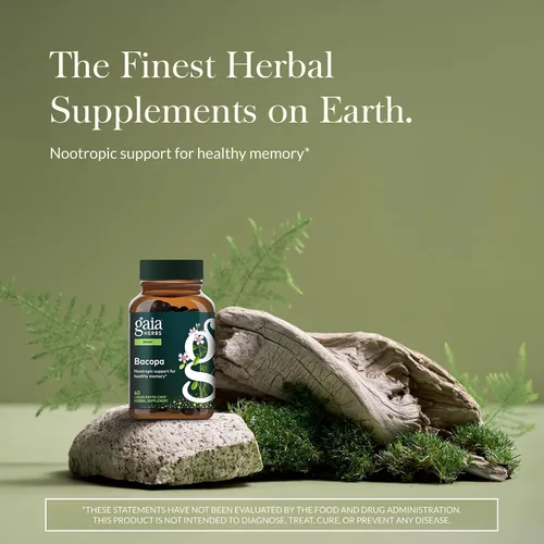 Vista 2 de Gaia Herbs Bacopa - Suplemento de hierbas de apoyo cerebral y cognitivo - Hecho con Bacopa Monnieri para ayudar a mantener una mente próspera* - 60