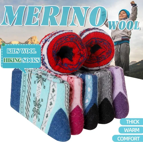 Vista 3 de Eocom - Medias de invierno cálidos de lana para niños y niñas, 6 pares