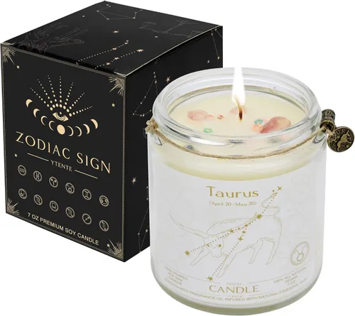 Vista 12 de Regalos de Aries para mujeres, Velas del signo zodiacal Aries, Velas de cristal regalo de astrología, Velas perfumadas regalos para mujeres Mamá