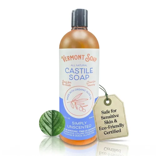 Vista 15 de Vermont Castile Jabón Lavanda, jabón líquido suave para pieles sensibles y gel de baño natural, champú orgánico para cabello graso, aloe castilla