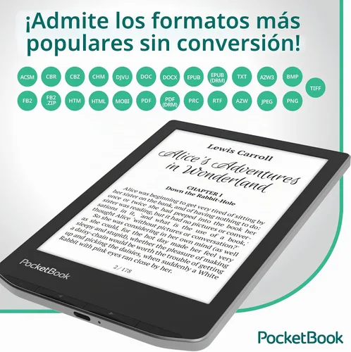Vista 5 de PocketBook Verse E-Readers Pantalla táctil HD E-Ink Carta™ de 6 pulgadas amigable con los ojos Luz inteligente ajustable Hasta 1 mes