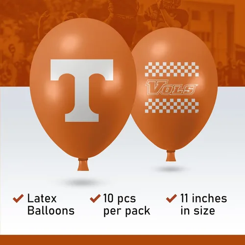 Vista 3 de Tennessee Volunteers Balloons - Paquete de 10 logotipos oficiales de 11 pulgadas, globos de látex de calidad de helio, perfectos para la celebración