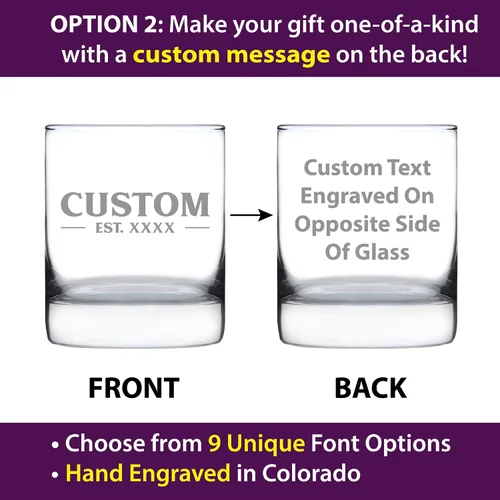 Vista 3 de Dad Est 20XX personalizado – Nuevo padre whisky rocas regalo de cristal para padres primerizos – Gafas personalizadas atrevidas de 10.25 onzas