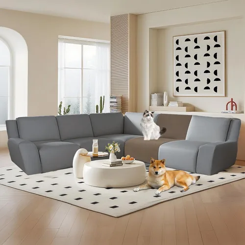 Vista 6 de Fundas de terciopelo 10% impermeables para sofá modular reclinable en forma de L, juego de 1 funda acolchada para sofá reclinable esquinero, lavable