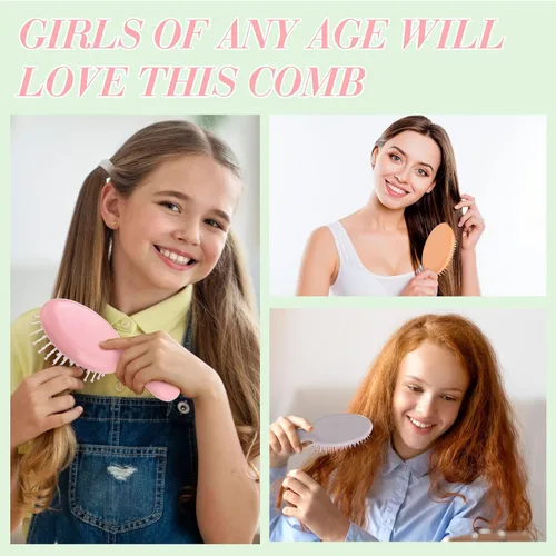 Vista 4 de Epakh Paquete de 6 mini cepillos desenredantes para niños, niños pequeños y mujeres, cepillos de cerdas suaves para cabello húmedo o seco y rizado