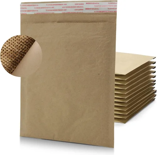 Vista 7 de Sobres acolchados de panal biodegradables y compostables (6 x 10 pulgadas – 250 unidades) sobres de envío de papel con revestimiento hexagonal