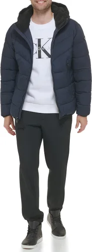Vista 5 de Calvin Klein Abrigo de invierno para hombre con capucha Sherpa