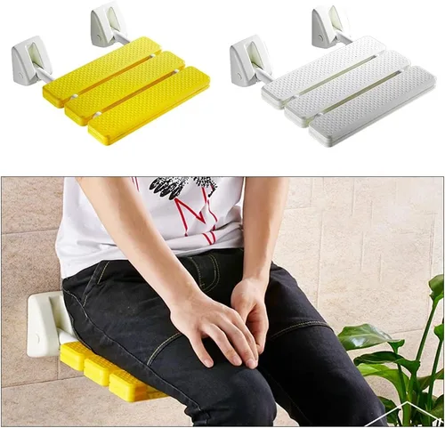 Vista 9 de Pilarmuture Asiento de ducha plegable montado en la pared, asiento de ducha ABS duradero antideslizante para ducha interior, silla de taburete