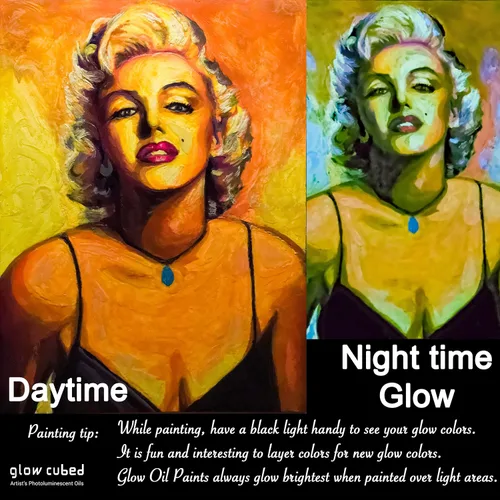 Vista 4 de Pintura al óleo profesional que brilla en la oscuridad Artista Pintura al óleo luminiscente fosforescente autoluminosa Glow Cubed