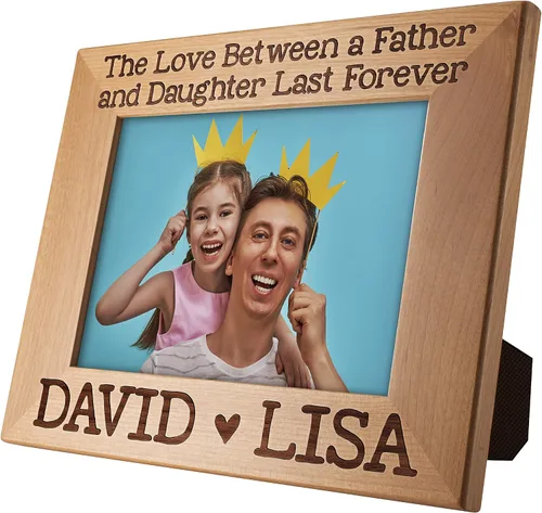 Vista 4 de Marco de fotos personalizado para regalos de papá, marco de fotos de madera de 5 x 7 pulgadas, gran regalo para el día del padre, cumpleaños
