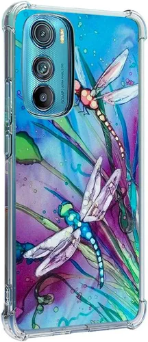 Vista 10 de Funda para Motorola Edge 2022, diseño de flores de mariposa azul, rosa, protección contra caídas, a prueba de golpes, funda protectora de cuerpo