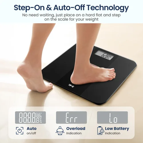 Vista 6 de TIPRE Báscula de peso con energía solar con potencia infinita, báscula para peso corporal, báscula electrónica de baño para pérdida de peso, báscula