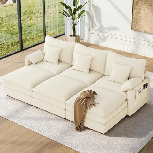 Vista 80 de Vesgantti Sofá modular de 108 pulgadas, cómodo sofá de nube con asiento profundo otomano movible, sofá modular en forma de L, sofás seccionales