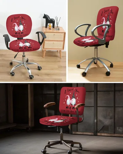 Vista 6 de Office Chair Cover I Love You Mom Protective Stretchable Universal Computer Chair Covers Gnome Red Backdrop Stretch Rotating Chair Slipcover
